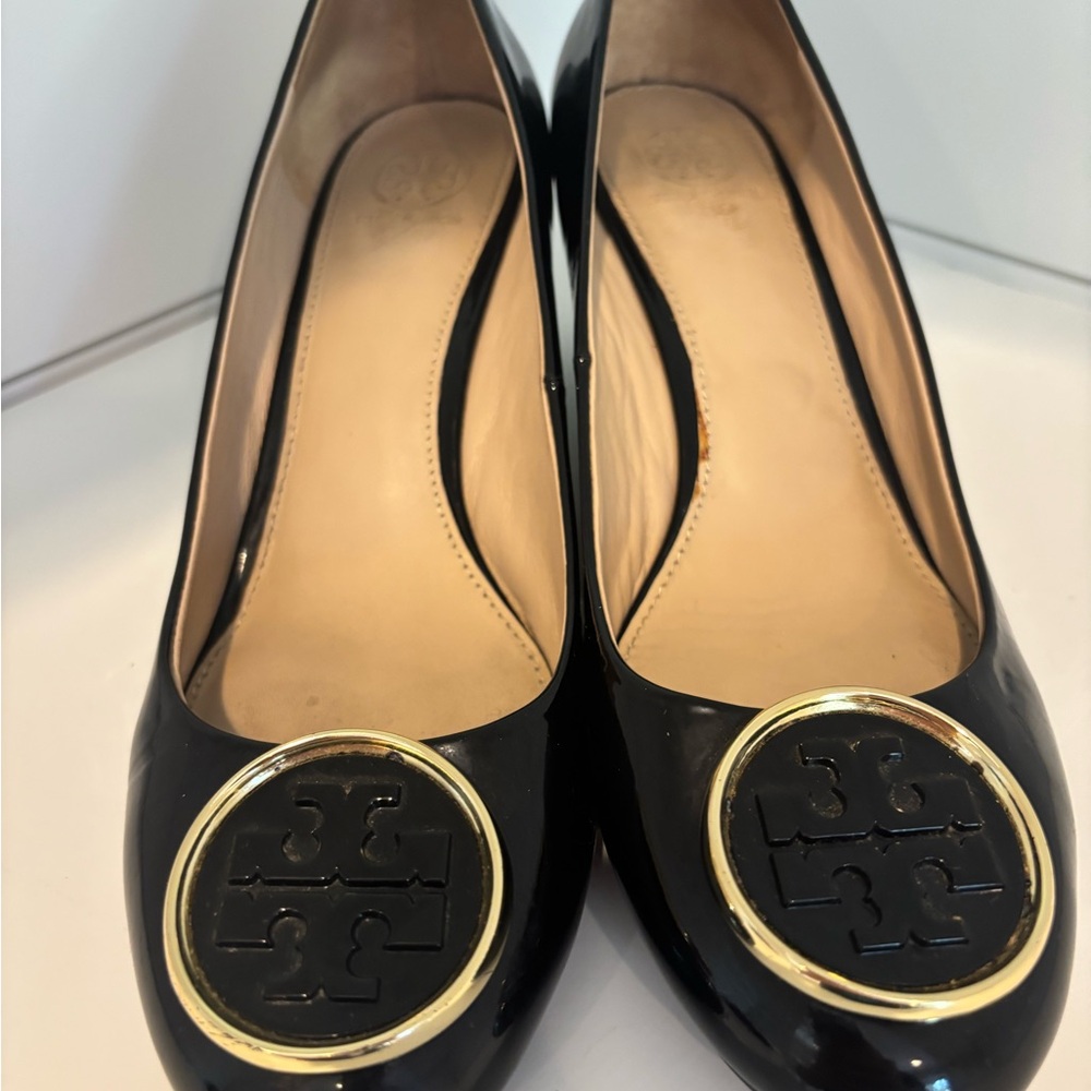 Tory Burch Black Patent Wedge Heels